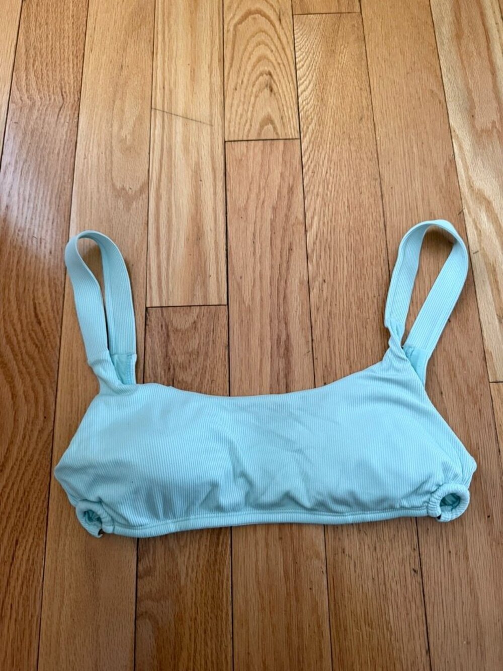 Ribbed Aqua Bikini Top Size S/M | Adjustable Straps Swim Top